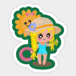 Beach summer girl Sticker